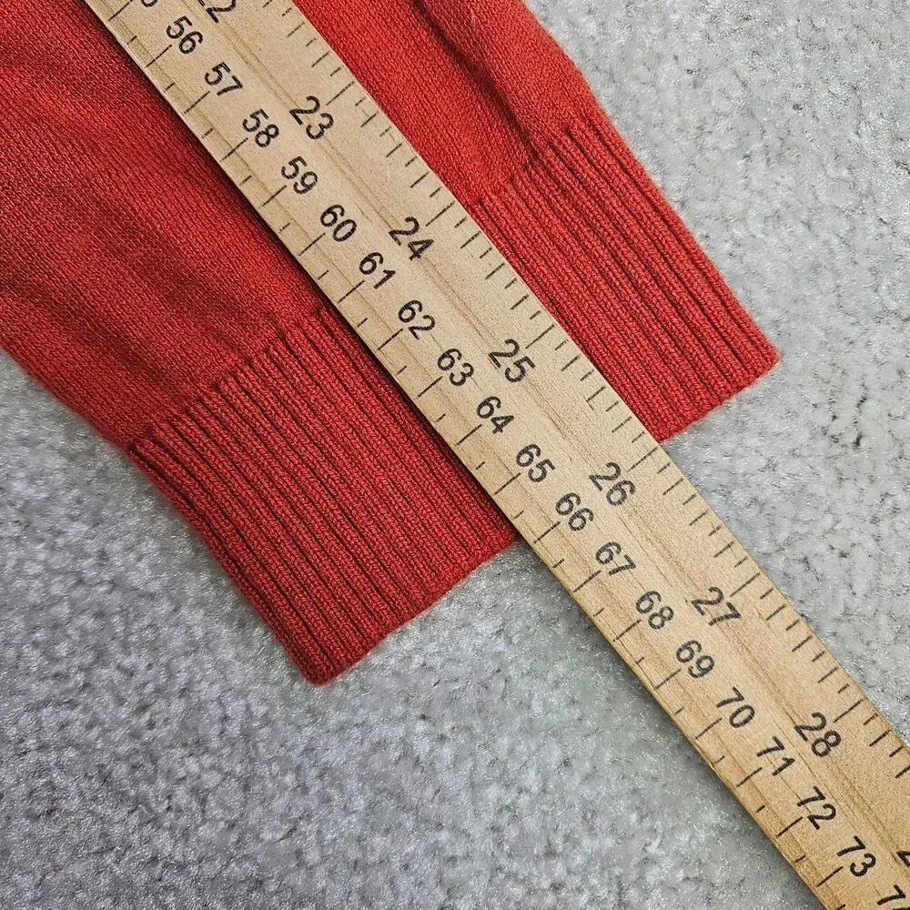 J Jill Sweater Womens M Orange Easy Fit V Neck Knit Lightweight Pullover - Picture 8 of 8